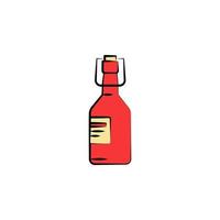 glass bottle of beer colored sketch style vector icon