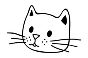 Hand drawn cat muzzle clipart. Cute pet face doodle vector