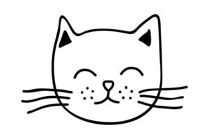 Hand drawn cat muzzle clipart. Cute pet face doodle vector