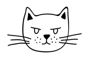 Hand drawn cat muzzle clipart. Cute pet face doodle vector