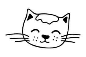 Hand drawn cat muzzle clipart. Cute pet face doodle vector