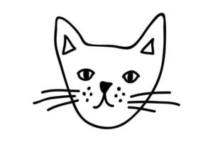 Hand drawn cat muzzle clipart. Cute pet face doodle vector