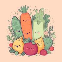 Seamless pattern with vegetables.Seamless pattern can be used for t-shirt graphics, print. Vector illustration. . photo