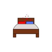 Bed, two bed, love, valentine s day vector icon