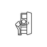 Poor and empty refrigerator vector icon