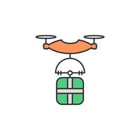 Drone Delivery gift colored vector icon