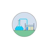 Biotechnology, test tube, test in badge vector icon