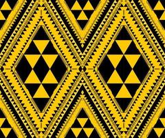 Ethnic folk geometric seamless pattern in yellow and black tone in vector illustration design for fabric, mat, carpet, scarf, wrapping paper, tile and more