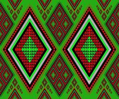 Ethnic folk geometric seamless pattern in red and green tone in vector illustration design for fabric, mat, carpet, scarf, wrapping paper, tile and more