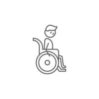 Disability, physiotherapy man vector icon