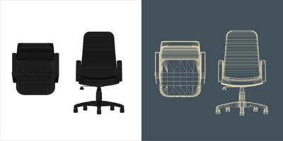 Vector modern Office chair ergonomic in various points of view. blue print isolated background