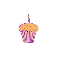 cup cake for birthday colored vector icon