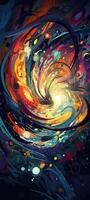 Colorful whirlpool and curves abstract background. . photo