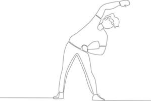 A man doing morning exercises outdoors vector