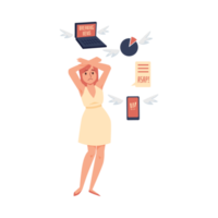 kvinna påfrestande till försvara själv från information, illustration isolerat. png