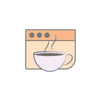 cup of coffee in browser colored vector icon