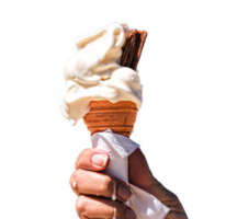 Ice Cream Dessert Food Snack Ice Cream Cone, isolated with blank background. Holding a hand png