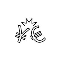 yen and euro war outline style vector icon