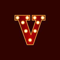 V, alphabet letter with bulb vector icon