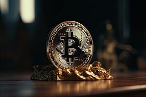 Cryptocurrency bitcoin the future coin. . photo