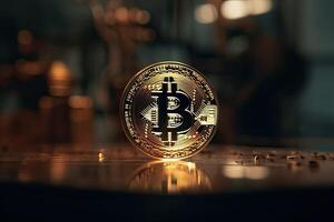 Cryptocurrency bitcoin the future coin. . photo