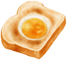 frito ovo torrada aguarela png
