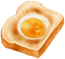 gebakken ei geroosterd brood waterverf png