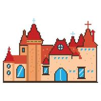 pixel building Arcade game world and pixel scene, Art  Illustration vector