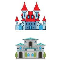 pixel building Arcade game world and pixel scene, Art  Illustration vector