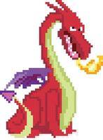 Dragon pixelated icon vector illustration design, Pixel art set isolated flying monster