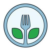 Plate and fork vector icon design. Flat icon.