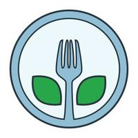 Plate and fork vector icon design. Flat icon.