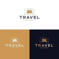 Travel logo design. House and palm abstract vector logotype. Vacation real estate logo template.