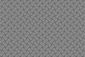 Black and white overlapping circle pattern. Japanese wave texture vector background.