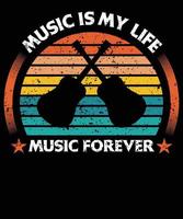 Music is life silhouette t shirt design vector