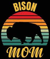 Bison  mom vintage t shirt design vector