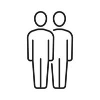 Two people silhouette, team group outline icon vector