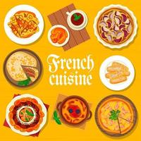 French cuisine menu cover, vector, meals top view vector