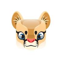 Lion cub cartoon kawaii square animal face, lionet vector