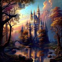 Fairy Tale Magical Castle - Ai Generated photo