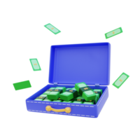 3d briefcase and much money concept illustration png