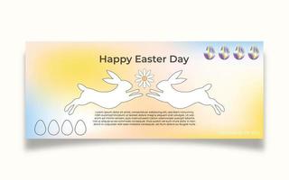 Retro gradient easter day social media cover template vector