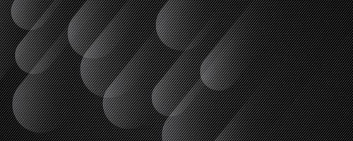 3D black geometric abstract background overlap layer on dark space with rounded shapes decoration. Modern graphic design element striped style for banner, flyer, card, brochure cover, or landing page vector