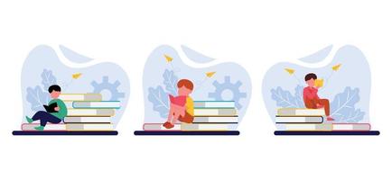 World Book Day Flat Bundle Design Illustration vector