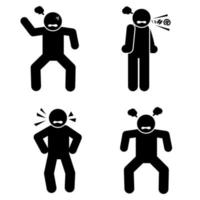 un palo figura pictograma representando un enojado persona lata ser un sencillo y eficaz camino a transmitir emociones en visual comunicación. vector
