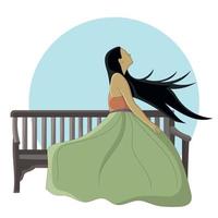 flat design of a pretty girl sitting on chair vector