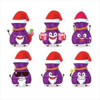 Papa Noel claus emoticones con púrpura caramelo saco dibujos animados personaje vector