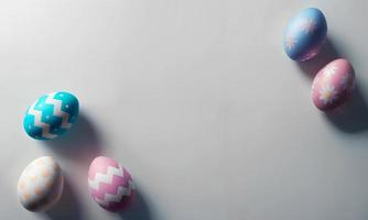 Colorful Easter eggs on a white background with copy space photo