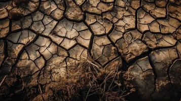 seco agrietado tierra antecedentes. global calentamiento y clima cambio concepto foto