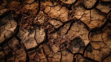 seco agrietado tierra antecedentes. global calentamiento y clima cambio concepto foto